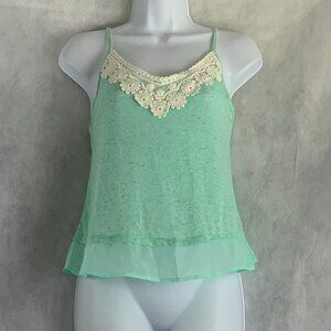 Miss Chievous Juniors' Chiffon-Hem Sleeveless Tank Top, Brook Green